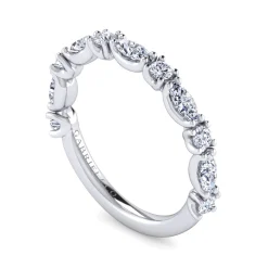 Clearance Gabriel & Co. Aalto - 14K White Gold Marquise and Round Diamond Anniversary Band - 1 ct