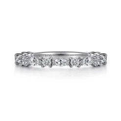 Clearance Gabriel & Co. Aalto - 14K White Gold Marquise and Round Diamond Anniversary Band - 0.8 ct