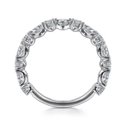 Clearance Gabriel & Co. Aalto - 14K White Gold Marquise and Round Diamond Anniversary Band - 0.8 ct
