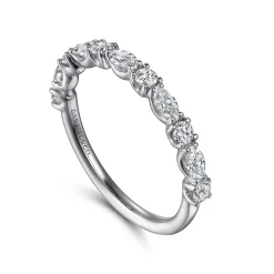 New Gabriel & Co. Aalto - Platinum Marquise and Round Diamond Anniversary Band - 0.6 ct