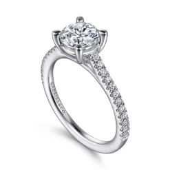 New Gabriel & Co. Abbie - 14K White Gold Round Diamond Engagement Ring