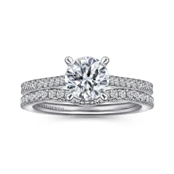 New Gabriel & Co. Abbie - 14K White Gold Round Diamond Engagement Ring