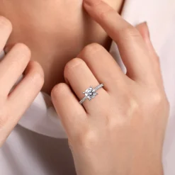 New Gabriel & Co. Abbie - 14K White Gold Round Diamond Engagement Ring