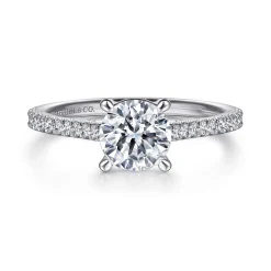 New Gabriel & Co. Abbie - 14K White Gold Round Diamond Engagement Ring