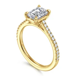 Discount Gabriel & Co. Abbie - 14K Yellow Gold Emerald Cut Diamond Engagement Ring