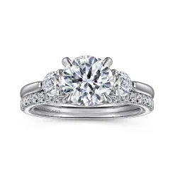 Best Gabriel & Co. Abbi - 14K White Gold Round Three Stone Diamond Engagement Ring