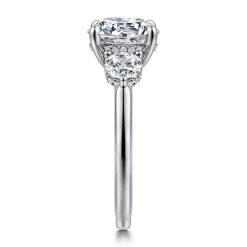 Sale Gabriel & Co. Abbi - 14K White Gold Round Three Stone Diamond Engagement Ring