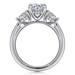 Outlet Gabriel & Co. Abbi - 14K White Gold Round Three Stone Diamond Engagement Ring