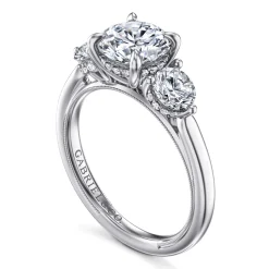 Outlet Gabriel & Co. Abbi - 14K White Gold Round Three Stone Diamond Engagement Ring