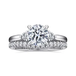 Clearance Gabriel & Co. Abbi - 14K White Gold Round Three Stone Diamond Engagement Ring
