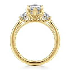 Discount Gabriel & Co. Abbi - 14K Yellow Gold Marquise Shape Three Stone Diamond Engagement Ring