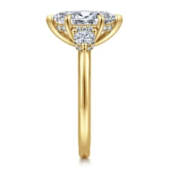 Discount Gabriel & Co. Abbi - 14K Yellow Gold Marquise Shape Three Stone Diamond Engagement Ring