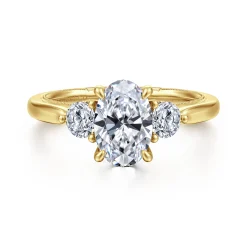 Outlet Gabriel & Co. Abbi - 14K Yellow Gold Oval Three Stone Diamond Engagement Ring