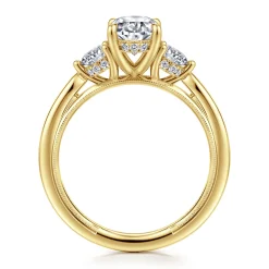 Outlet Gabriel & Co. Abbi - 14K Yellow Gold Oval Three Stone Diamond Engagement Ring