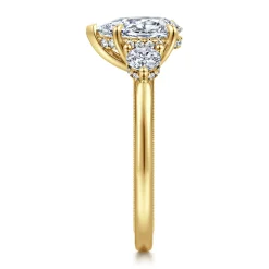 Gabriel & Co. Abbi - 14K Yellow Gold Pear Shape Three Stone Diamond Engagement Ring