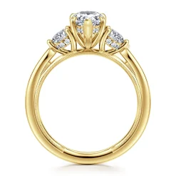 Gabriel & Co. Abbi - 14K Yellow Gold Pear Shape Three Stone Diamond Engagement Ring