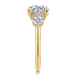Gabriel & Co. Abbi - 14K Yellow Gold Round Three Stone Diamond Engagement Ring