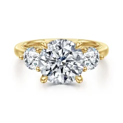 Gabriel & Co. Abbi - 14K Yellow Gold Round Three Stone Diamond Engagement Ring