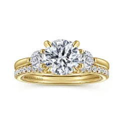 Gabriel & Co. Abbi - 14K Yellow Gold Round Three Stone Diamond Engagement Ring
