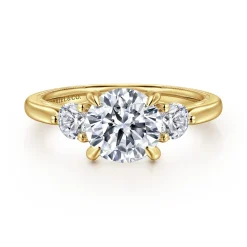 Gabriel & Co. Abbi - 14K Yellow Gold Round Three Stone Diamond Engagement Ring