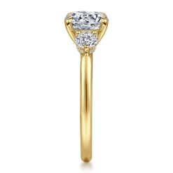Gabriel & Co. Abbi - 14K Yellow Gold Round Three Stone Diamond Engagement Ring