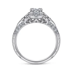 Gabriel & Co. Abel - Platinum Unique Vintage Inspired Diamond Halo Engagement Ring