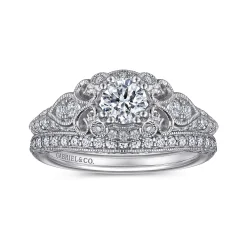Gabriel & Co. Abel - Platinum Unique Vintage Inspired Diamond Halo Engagement Ring