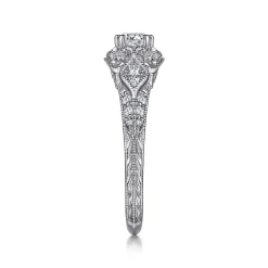 Hot Gabriel & Co. Abel - Unique 14K White Gold Vintage Inspired Diamond Halo Engagement Ring