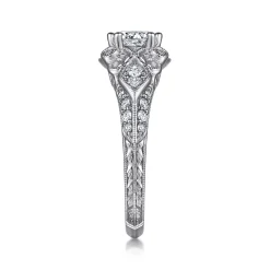 Hot Gabriel & Co. Abel - Unique 14K White Gold Vintage Inspired Diamond Halo Engagement Ring