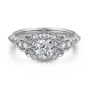 Outlet Gabriel & Co. Abel - Unique 14K White Gold Vintage Inspired Cushion Halo Diamond Engagement Ring