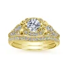 Clearance Gabriel & Co. Abel - Unique 14K Yellow Gold Vintage Inspired Diamond Halo Engagement Ring