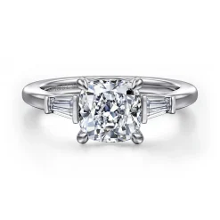 Hot Gabriel & Co. Acacia - 14K White Gold Cushion Cut Three Stone Diamond Engagement Ring