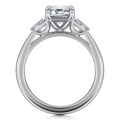 Discount Gabriel & Co. Acacia - 14K White Gold Emerald Cut Three Stone Diamond Engagement Ring