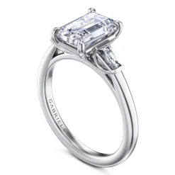 Discount Gabriel & Co. Acacia - 14K White Gold Emerald Cut Three Stone Diamond Engagement Ring
