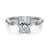 Sale Gabriel & Co. Acacia - 14K White Gold Oval Three Stone Diamond Engagement Ring