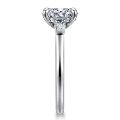 Sale Gabriel & Co. Acacia - 14K White Gold Oval Three Stone Diamond Engagement Ring