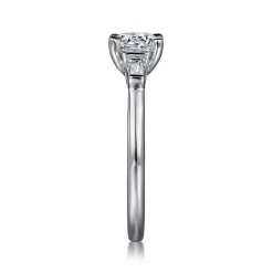 Best Gabriel & Co. Acacia - 14K White Gold Round Three Stone Diamond Engagement Ring