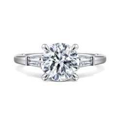 Best Gabriel & Co. Acacia - 14K White Gold Round Three Stone Diamond Engagement Ring