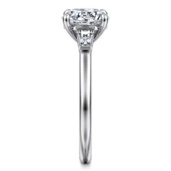 Best Gabriel & Co. Acacia - 14K White Gold Round Three Stone Diamond Engagement Ring