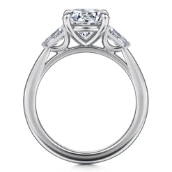 Best Gabriel & Co. Acacia - 14K White Gold Round Three Stone Diamond Engagement Ring