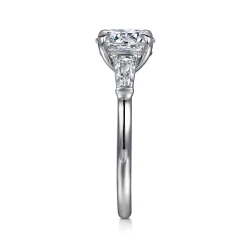 New Gabriel & Co. Acacia - 14K White Gold Round Three Stone Diamond Engagement Ring