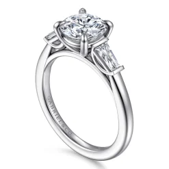 Outlet Gabriel & Co. Acacia - 14K White Gold Round Three Stone Diamond Engagement Ring