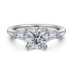 Outlet Gabriel & Co. Acacia - 14K White Gold Round Three Stone Diamond Engagement Ring