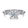 Sale Gabriel & Co. Acacia - 14K White Gold Round Three Stone Diamond Engagement Ring