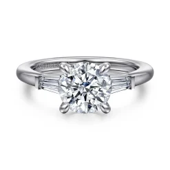 Sale Gabriel & Co. Acacia - 14K White Gold Round Three Stone Diamond Engagement Ring