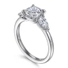 Hot Gabriel & Co. Adalia - 14K White Gold Cushion Cut Three Stone Diamond Engagement Ring