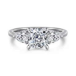 Hot Gabriel & Co. Adalia - 14K White Gold Cushion Cut Three Stone Diamond Engagement Ring