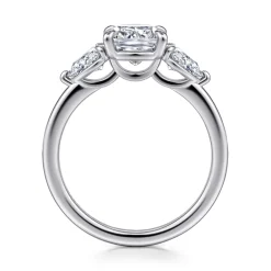 Hot Gabriel & Co. Adalia - 14K White Gold Cushion Cut Three Stone Diamond Engagement Ring