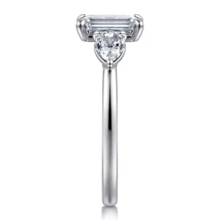 New Gabriel & Co. Adalia - 14K White Gold Emerald Cut Three Stone Diamond Engagement Ring