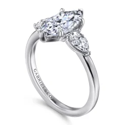 Best Gabriel & Co. Adalia - 14K White Gold Marquise Shape Three Stone Diamond Engagement Ring